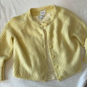 Willow & Wind Soft Pale Yellow Button-Front Knit Cardigan + Bonus matching Tee S